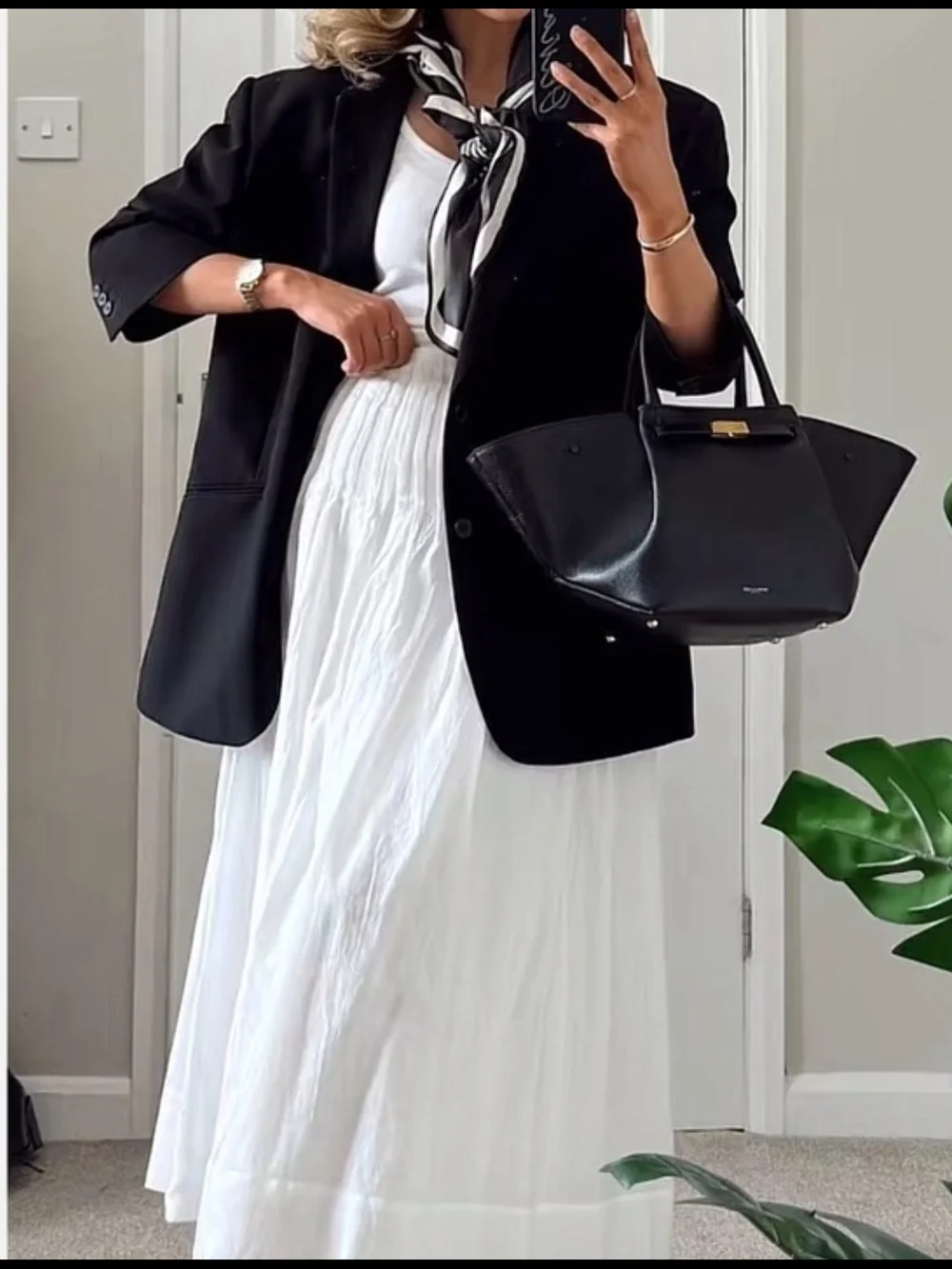 White Maxi Skirt - Pleating At Waist Cotton Lined With Pockets